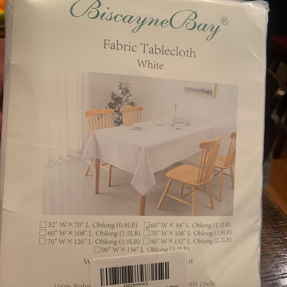 New White Biscaynebay Textured Fabric Tablecloth 60 X 84 Inches Rectangular - Picture 5 of 5